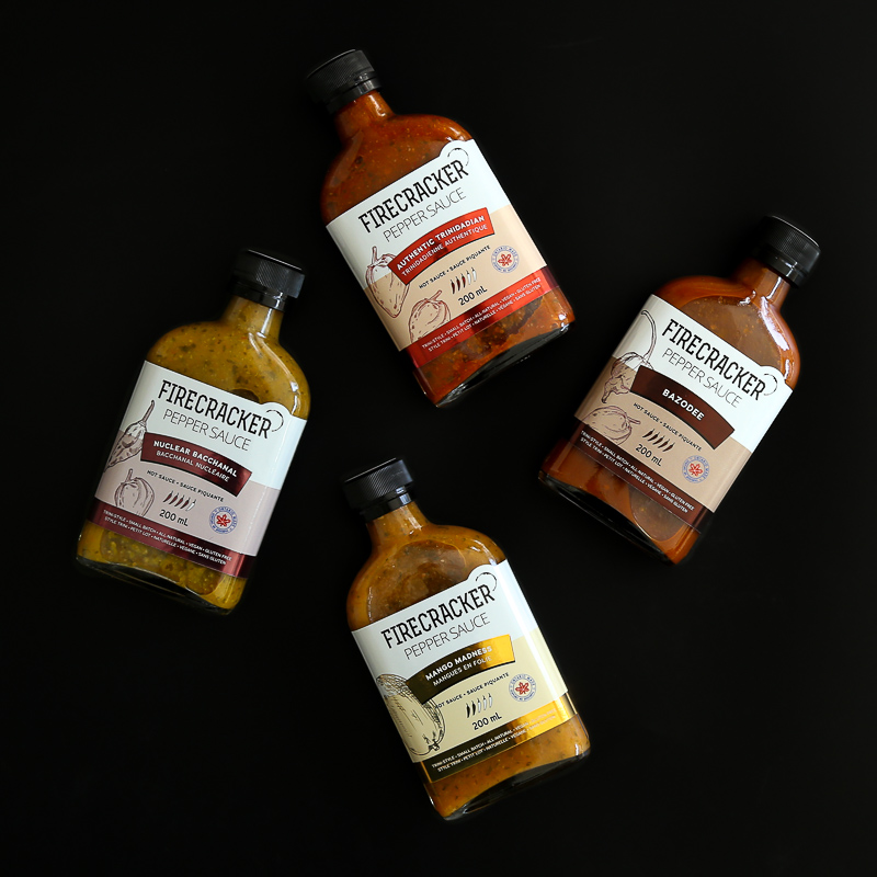 Design d'emballages pour les sauces pimentées du Trinidad de Firecracker Pepper Sauce