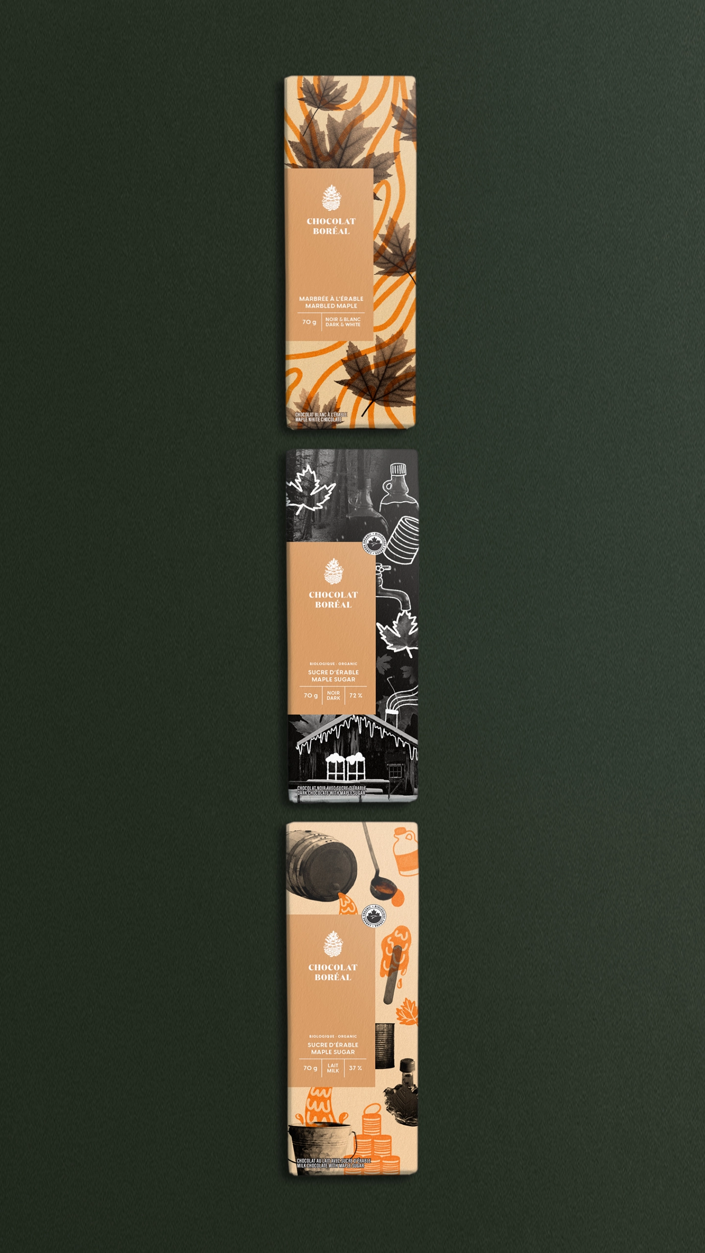 Montréal Chocolat Boréal Artisanal Packaging Design Maple Sugar Shack Québec